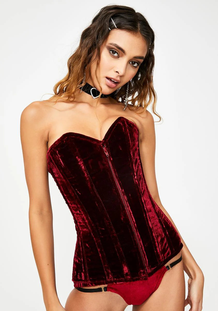 Lavish Crushed Red Velvet Corset