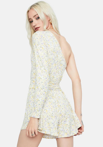 True Gardens Floral One-Sleeve Romper