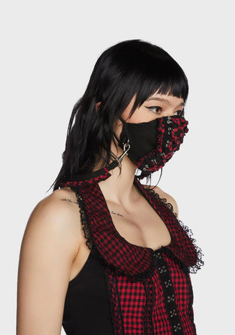 Red And Black Solid Face Cover