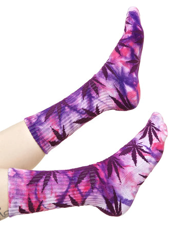 Purple Swag Tie Dye Plantlife Crew Sock