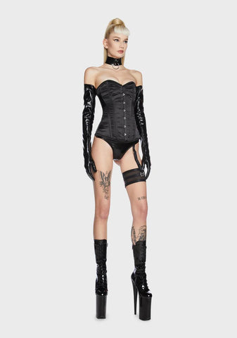 Lavish Black Satin Overbust Corset