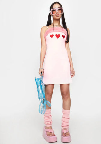 Pink Heart Embroidered Dress