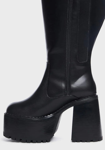 Wide Fit Vintage Soul Knee High Boots - Black