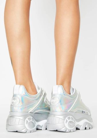 Holographic Silver Classic Low Leather Sneakers