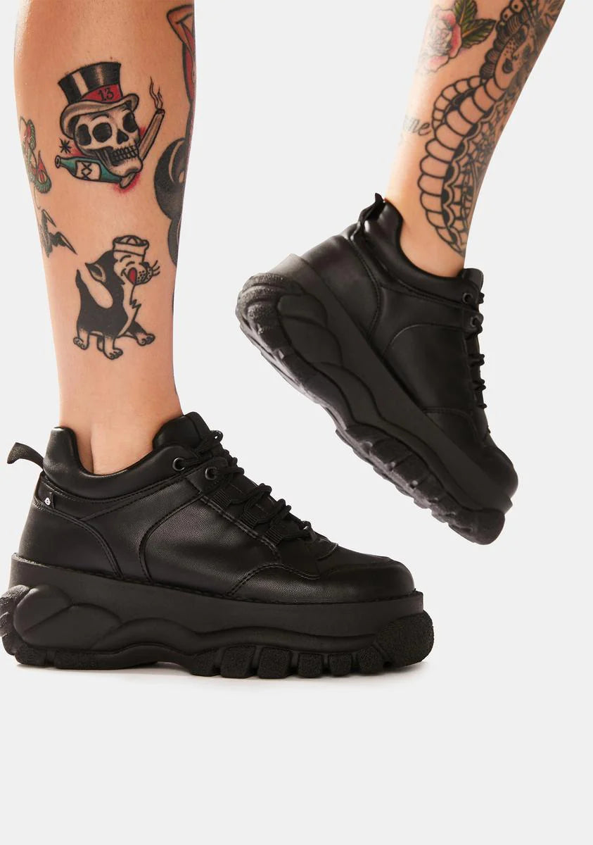 Black Mossi Chunky Platform Sneakers
