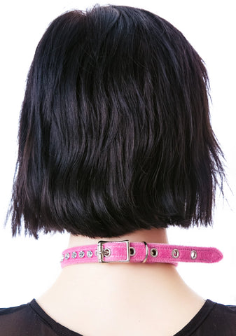 O Face Velvet Crystal Choker