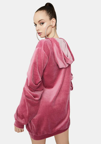 Back To Basics Velour Hoodie Dress