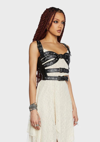 Divided Attention Harness Top - Vegan Leather