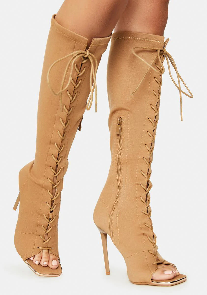 Camel Forever Bond Lace Up Boots