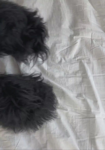 Case Of The Grumpies Fuzzy Slides - Black