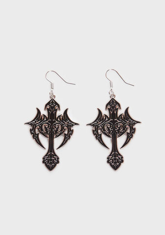 Kneel Before Me Cross Earrings