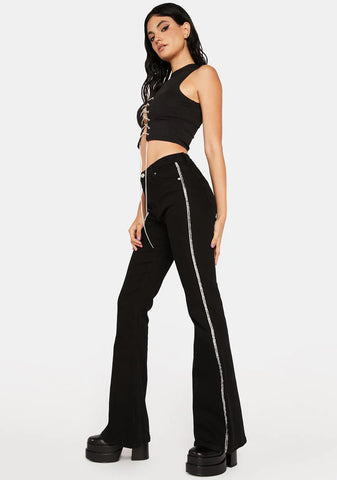 Silver Stripe Flared Jeans