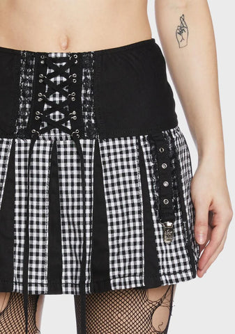 Black And White Pleated Garter Skirt