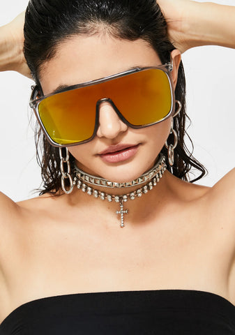 Bodak Futuristic Drip Mirrored Sunglasses