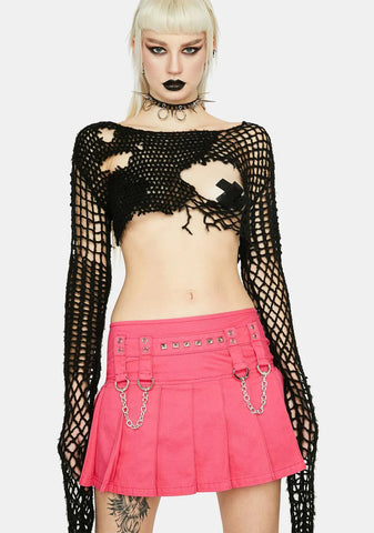 Pink Stud And Chain Mini Skirt