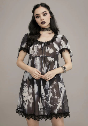 Tragic Accident Printed Babydoll Dress