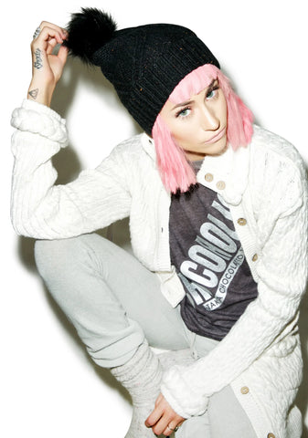 Cable Knit Beanie - Blue