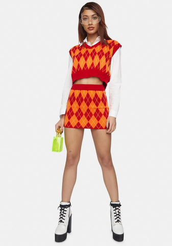 Sun Argyle Mini Skirt