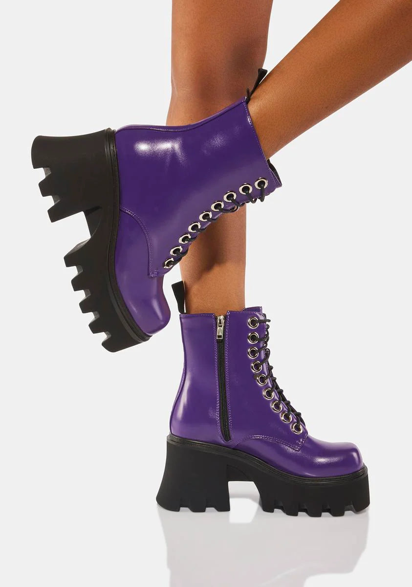 Purple Run To You Platform Ankle Boots