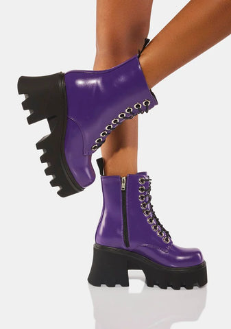 Purple Run To You Platform Ankle Boots