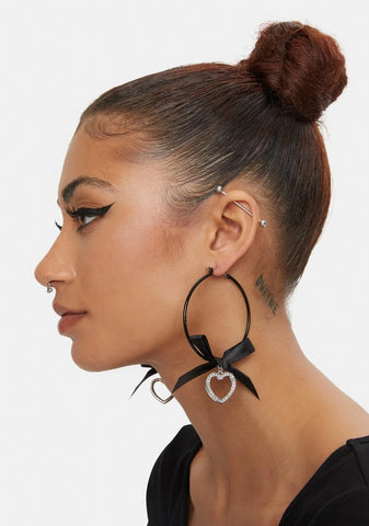 Heart Charm Hoop Earrings