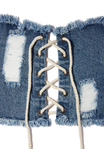 New Scene Distressed Denim Waist Belt