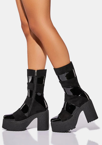 Told You So Striped Platform Boots