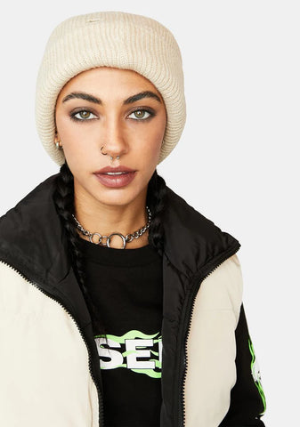 Atmosphere Tan Beanie With Holes