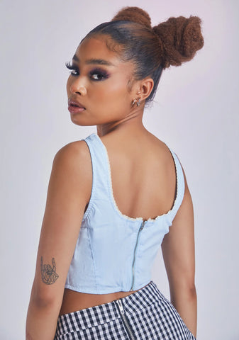 Light Blue Night Artistic Glamour Corset Tank Top