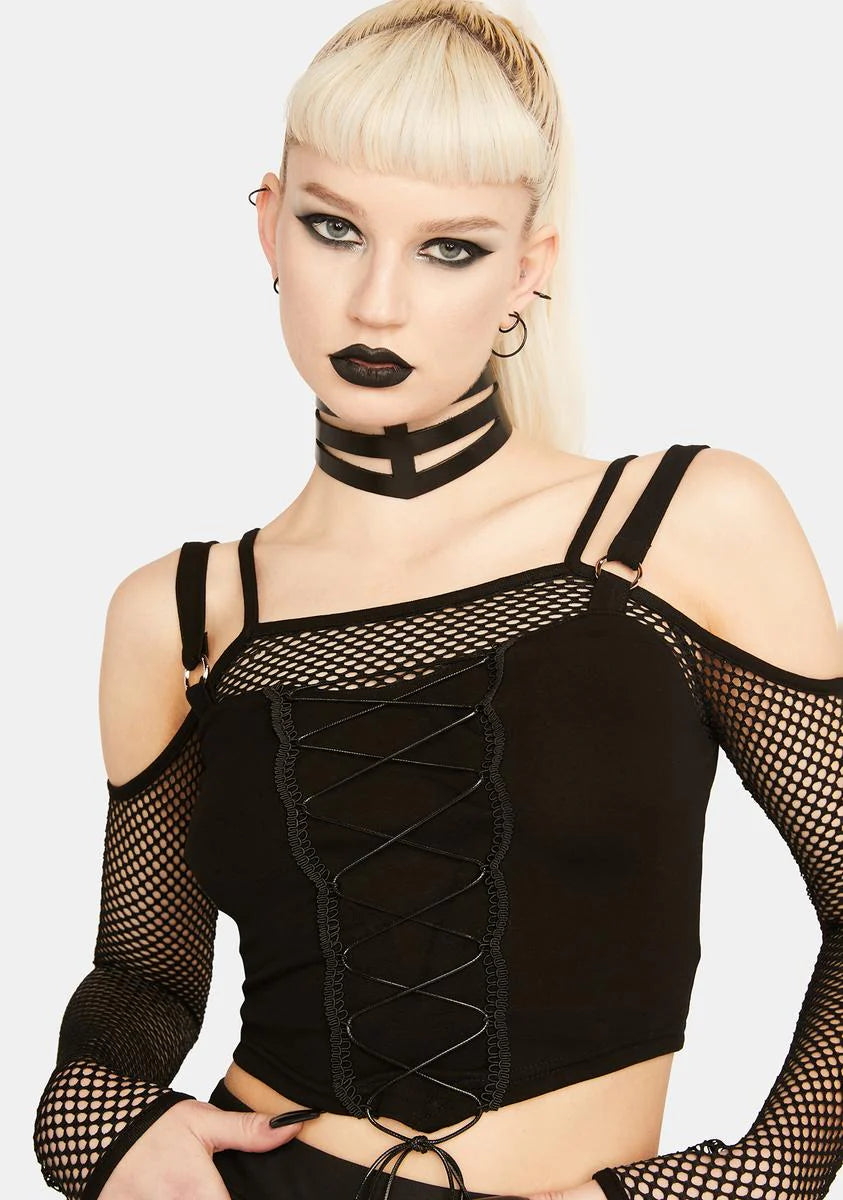 Fishnet Corset Crop Top