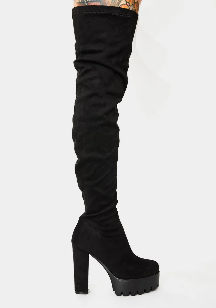 Suede Take You Down Thigh High Boots