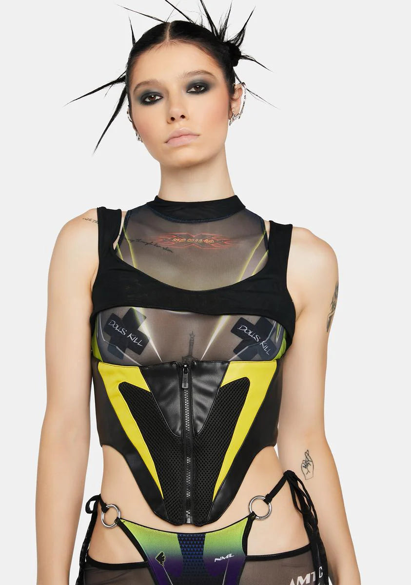 Yellow Racing Corset Top