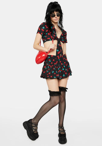 Cherry Good Day Pleated Skirt