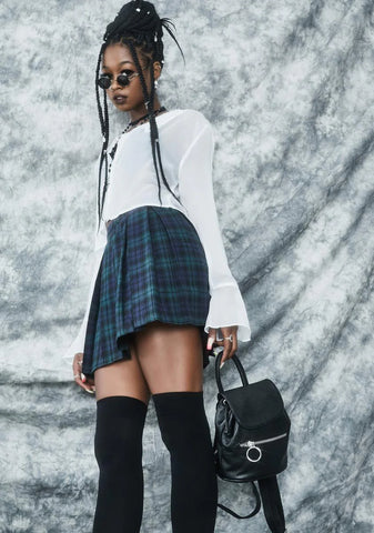 High School Hexes Plaid Pleated Skirt