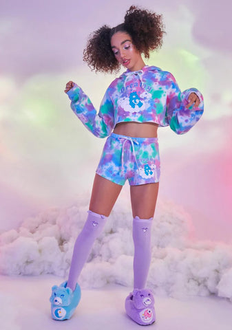 L.U.V. Luv You Cropped Tie Dye Hoodie