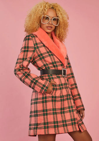 Antique Angel Plaid Peacoat