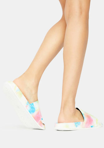 Candy Cloudless Sky Tie Dye Slides