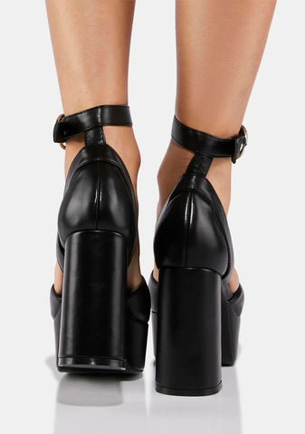 Black Platform Sandal Heels