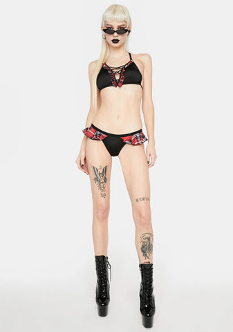 Plaid Trim Bikini Bottoms