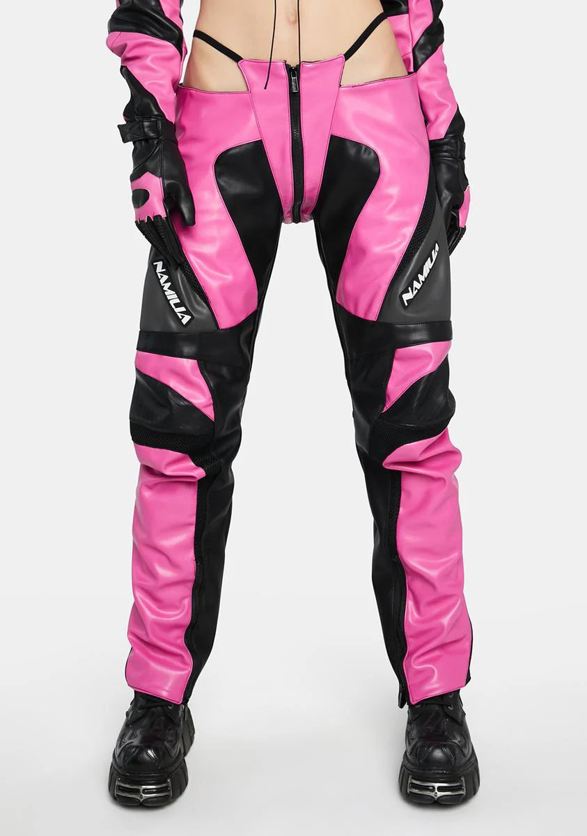 Pink Moto Thong Pants