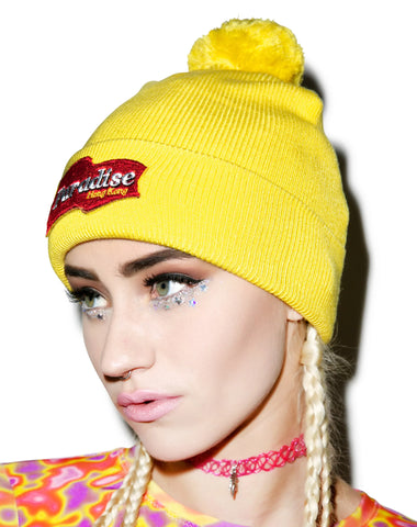 Mustard Pom Pom Beanie