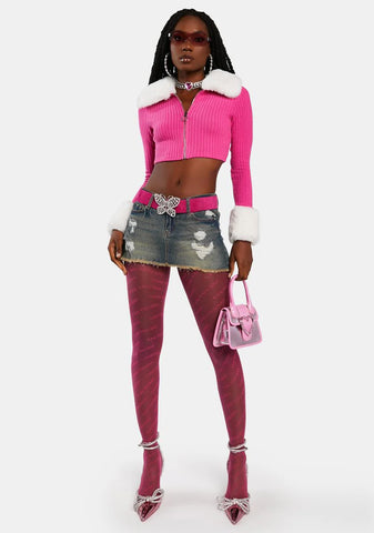 Magenta Prep In Your Step Crop Sweater
