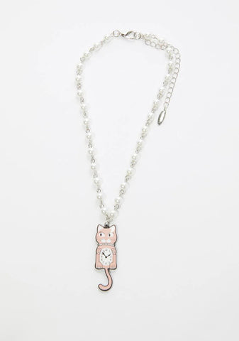 Turning Back Time Cat Pearl Choker