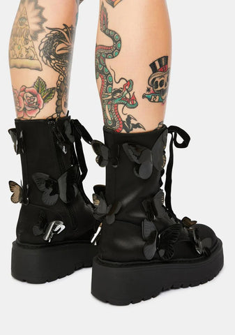 Awaken The Night Butterfly Combat Boots