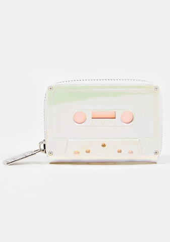 Electro White Retro Cassette Tape Wallet