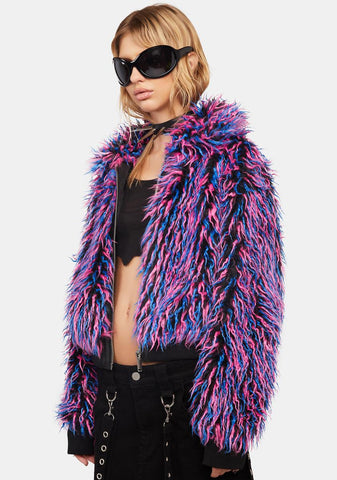 Neon Vibes Faux Fur Jacket