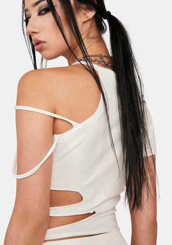 Distortion Cut-Out Crop Tee