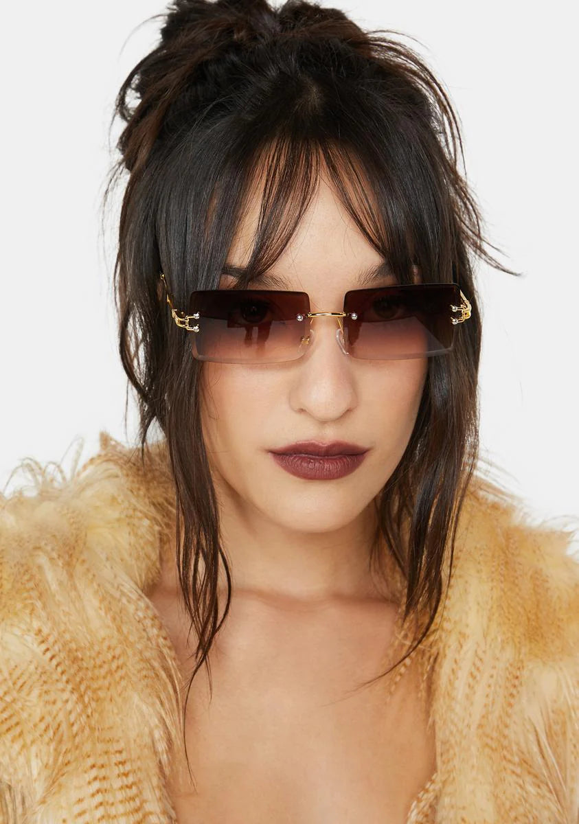 Mocha Model Behavior Rectangle Sunglasses