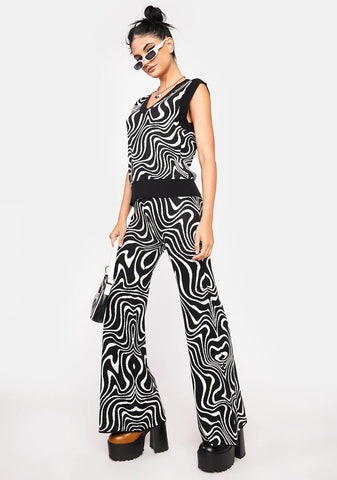 Swirl Knit Flare Pants