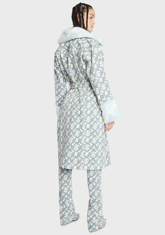 Monogram Denim Midi Coat